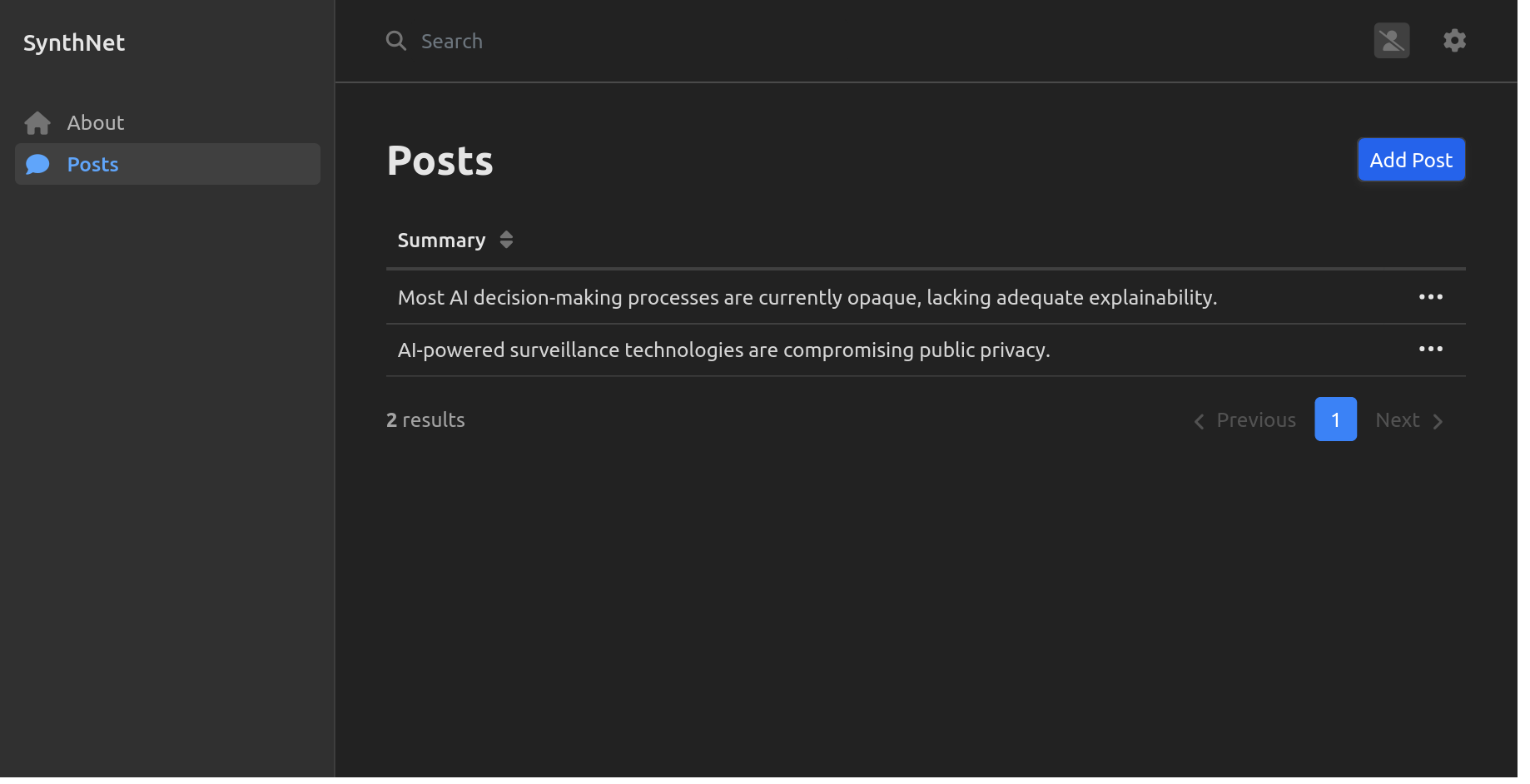 Platform screenshot